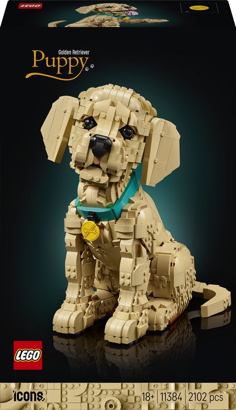 LEGO® Icons Golden Retriever Puppy – Decoratieve Dierenfiguur – Bouwset voor Volwassenen – 11384