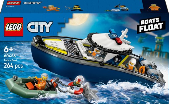 LEGO® City Achtervolging met Politieboot, Drijft Echt – 60456