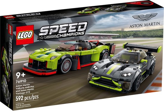LEGO Speed Champions Aston Martin Valkyrie AMR Pro en Aston Martin Vantage GT3
– 76910
