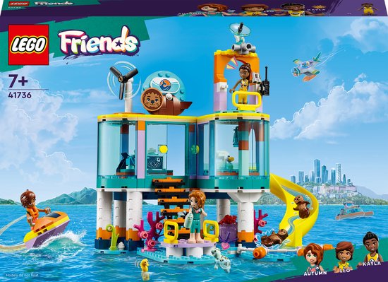 LEGO Friends Reddingscentrum op zee Dieren Speelgoed, Mini Poppetjes en Dierenarts Set – 41736