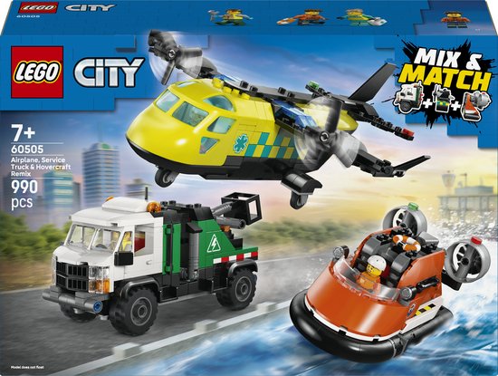 LEGO – City Great Vehicles – Vliegtuig, Servicewagen en Hovercraft Remix