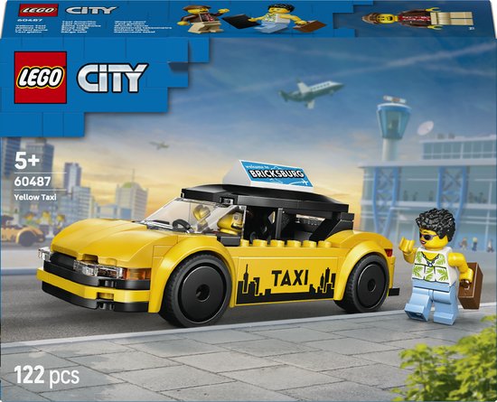LEGO® City Gele Taxi – Modelautobouwset met 2 Minifiguren – Klassieke Speelgoedtaxi – 60487