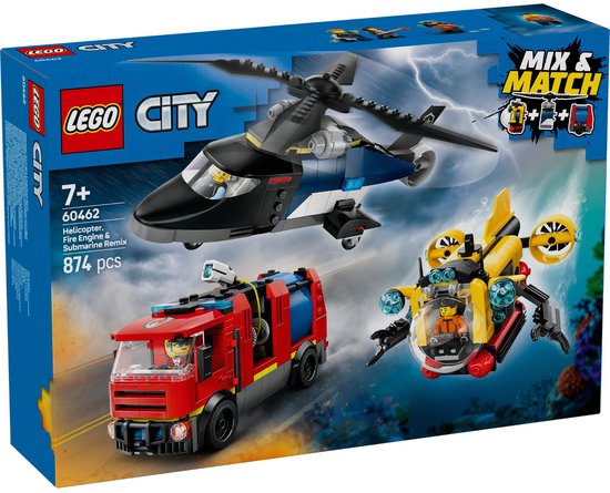 LEGO City Helikopter brandweerauto en onderzeeër remix – 60462