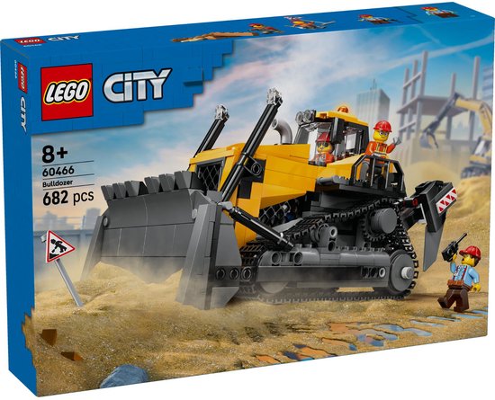LEGO® City Gele Bulldozer, Bouwplaatsvoertuig – 60466