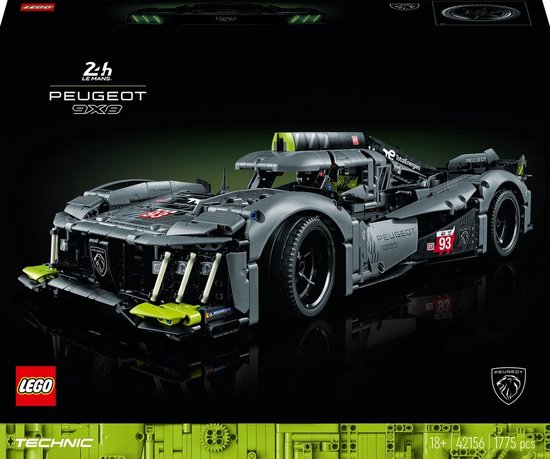 LEGO Technic PEUGEOT 9X8 24H Le Mans Hybrid Hypercar Modelauto Bouwpakket voor Volwassenen – 42156